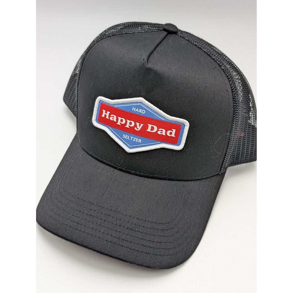 Happy Dad Trucker Hat Mens OSFA Black Seltzer Logo Snapback Mesh Back Full Send
